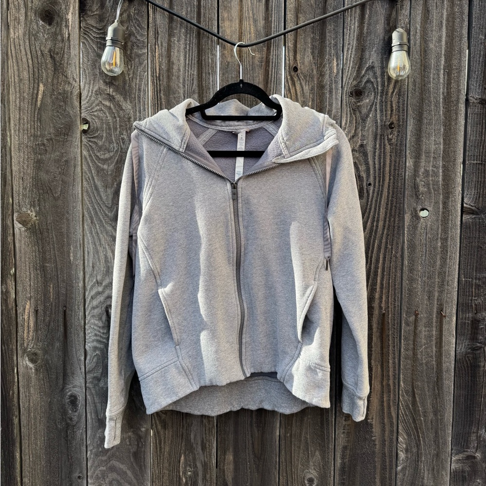 🔴Lululemon Athletica Full Zip Heather Grey Fleece Lined Hoodie At Ease/Scuba 8/M